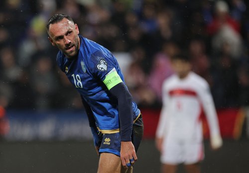 Soccer Football - FIFA World Cup - UEFA Qualifiers - Finals - Kosovo v Turkey - Fadil Vokrri Stadium, Pristina, Kosovo - March 31, 2026 Kosovo's Vedat Muriqi reacts REUTERS/Valdrin Xhemaj