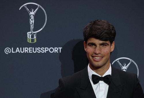 Laureus World Sports Awards - Palacio de Cibeles, Madrid, Spain - April 20, 2026 Spain's Carlos Alcaraz poses on the red carpet after winning the World Sportsman of the Year Award REUTERS/Isabel Infantes