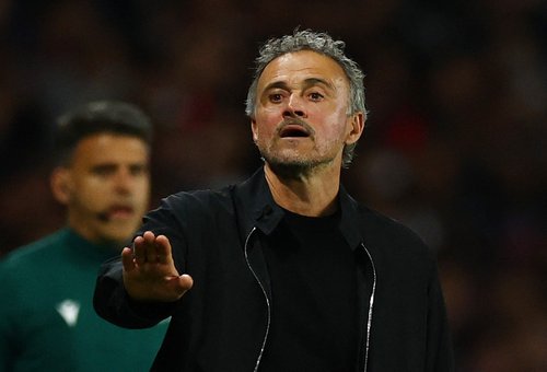 Soccer Football - UEFA Champions League - Semi Final - First Leg - Paris St Germain v Bayern Munich - Parc des Princes, Paris, France - April 28, 2026 Paris St Germain coach Luis Enrique REUTERS/Sarah Meyssonnier