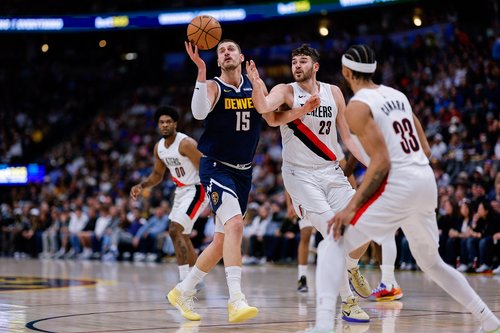 Apr 6, 2026; Denver, Colorado, USA; Denver Nuggets center Nikola Jokic (15)