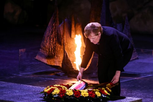 Germany's Chancellor Angela Merkel visits the World Holocaust Remembrance Center in Jerusalem