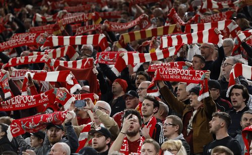 Soccer Football - UEFA Champions League - Round 16 - Second Leg - Liverpool v Galatasaray - Anfield, Liverpool, Britain - March 18, 2026 Liverpool fans inside the stadium before the match Action Images via Reuters/Jason Cairnduff