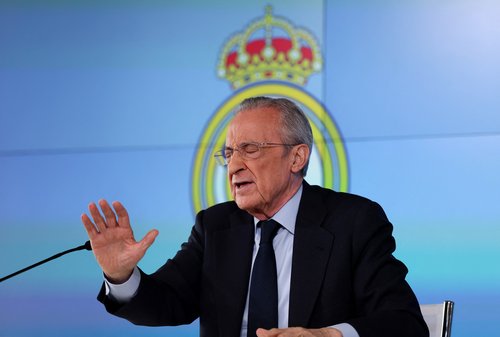 Soccer Football - Real Madrid president Florentino Perez holds press conference - Ciudad Real Madrid, Valdebebas, Madrid, Spain - May 12, 2026 Real Madrid president Florentino Perez during press conference REUTERS/Violeta Santos Moura