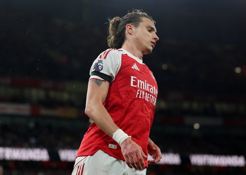 Soccer Football - Premier League - Arsenal v Burnley - Emirates Stadium, London, Britain - May 18, 2026 Arsenal's Riccardo Calafiori REUTERS/Hannah Mckay