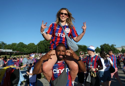 Soccer Football - UEFA Conference League - Final - Crystal Palace v Rayo Vallecano - Leipzig, Germany - May 27, 2026 General view of Crystal Palace fans before the match REUTERS/Maryam Majd