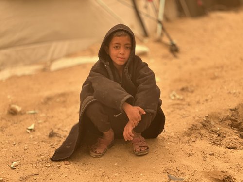 KHAN YUNIS, GAZA - 14. MART: Pogled na pješčanu oluju u Khan Yunisu, Gaza, 14. marta 2026. Pješčana oluja je uticala na živote civila, posebno raseljenih porodica koje žive u šatorima ( Doaa Albaz - Anadolu Agency )