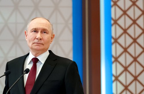 Russian President Vladimir Putin speaks during a press conference