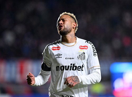 Soccer Football - Recopa Sudamericana - Group D - San Lorenzo v Santos - Estadio Pedro Bidegain, Buenos Aires, Argentina - April 28, 2026 Santos' Neymar reacts REUTERS/Rodrigo Valle