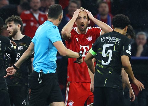 Soccer Football - UEFA Champions League - Semi Final - Second Leg - Bayern Munich v Paris St Germain - Allianz Arena, Munich, Germany - May 6, 2026 Bayern Munich's Harry Kane reacts REUTERS/Kai Pfaffenbach