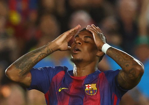 Soccer Football - LaLiga - FC Barcelona v Real Madrid - Spotify Camp Nou, Barcelona, Spain - May 10, 2026 FC Barcelona's Marcus Rashford reacts after missing a chance to score REUTERS/Albert Gea
