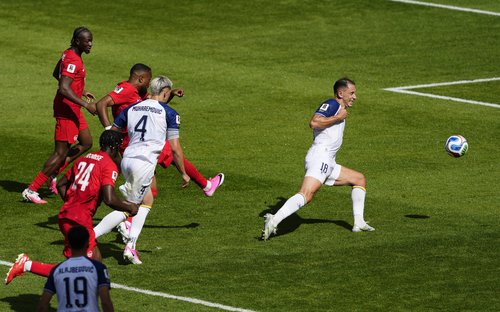Soccer Football - FIFA World Cup 2026 - Group B - Canada v Bosnia and Herzegovina - Toronto Stadium, Toronto, Canada - June 12, 2026 Canada's Cyle Larin scores their first goal IMAGN IMAGES via Reuters/Kevin Sousa