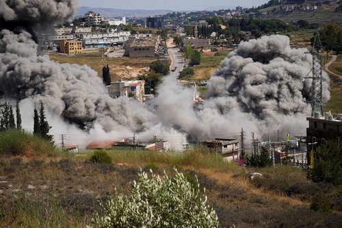 Smoke billows from southern Lebanon following an Israeli strike
