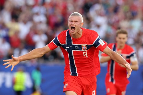 Soccer Football - FIFA World Cup 2026 - Group I - Iraq v Norway - Boston Stadium, Foxborough, Massachusetts, U.S. - June 16, 2026 Norway's Erling Haaland celebrates scoring their first goal IMAGN IMAGES via Reuters/Paul Rutherford TPX IMAGES OF THE DA