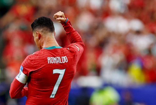 Soccer Football - FIFA World Cup 2026 - Group K - Portugal v Uzbekistan - Houston Stadium, Houston, Texas, U.S. - June 23, 2026 Portugal's Cristiano Ronaldo celebrates scoring their first goal REUTERS/Pedro Nunes