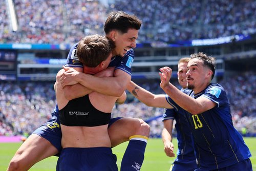 Soccer Football - FIFA World Cup 2026 - Group B - Bosnia and Herzegovina v Qatar - Seattle Stadium, Seattle, Washington, U.S. - June 24, 2026 Bosnia and Herzegovina's Ermin Mahmic celebrates scoring their third goal with teammates IMAGN IMAGES via Reuters