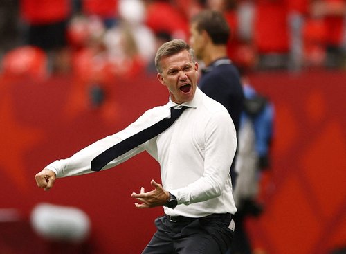 Soccer Football - FIFA World Cup 2026 - Group B - Canada v Qatar - BC Place, Vancouver, Canada - June 18, 2026 Canada coach Jesse Marsch celebrates after Jonathan David scores their second goal REUTERS/Lee Smith TPX IMAGES OF THE DAY