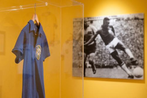 FILE PHOTO: Brazil's soccer legend Pele's FIFA World Cup 1958 final jersey at Sotheby’
