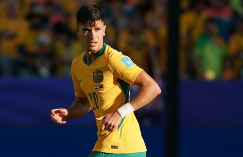 Soccer Football - World Cup 2026 - Group D - Paraguay v Australia - San Francisco Bay Area Stadium, Santa Clara, California, U.S. - June 25, 2026 Australia's Cristian Volpato during the match IMAGN IMAGES via Reuters/David Gonzales