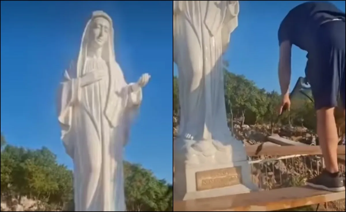Očišćen Gospin kip: Mještani i volonteri uklonili tragove vandalskog čina u Međugorju