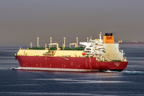 An archive photo taken on May 9, 2015 of Qatari LNG tanker Al Rekayyat