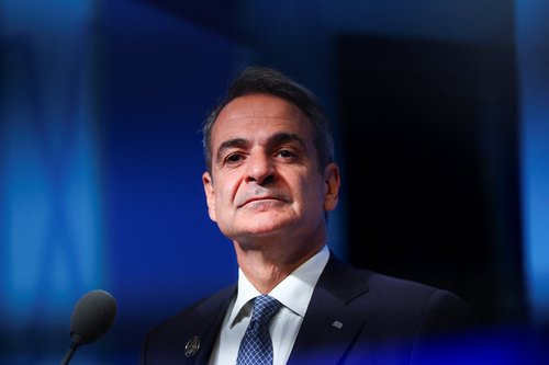 Greece's Prime Minister Kyriakos Mitsotakis during