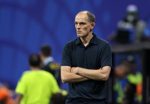 Soccer Football - FIFA World Cup 2026 - Round of 32 - England v DR Congo - Atlanta Stadium, Atlanta, Georgia, U.S. - July 1, 2026 England manager Thomas Tuchel looks dejected REUTERS/Paul Childs