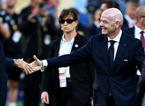 FILE PHOTO: Soccer Football - FIFA World Cup 2026 - Final - Spain v Argentina - New York/New Jersey Stadium, East Rutherford, New Jersey, U.S. - July 19, 2026 FIFA President Gianni Infantino during the trophy presentation after the match REUTERS/Dylan Mar