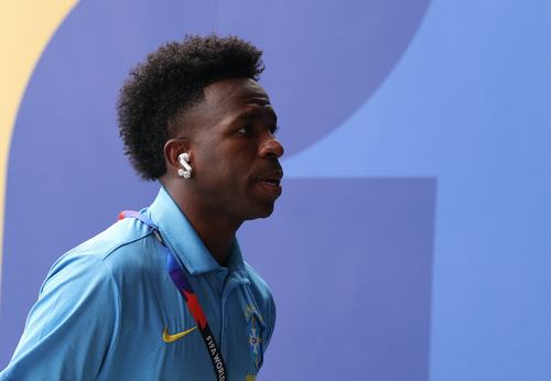 Soccer Football - FIFA World Cup 2026 - Round of 16 - Brazil v Norway - New York New Jersey Stadium, East Rutherford, New Jersey, U.S. - July 5, 2026 Brazil's Vinicius Junior arrives at the stadium ahead of the match REUTERS/John Sibley