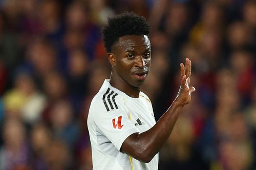 Soccer Football - LaLiga - FC Barcelona v Real Madrid - Spotify Camp Nou, Barcelona, Spain - May 10, 2026 Real Madrid's Vinicius Junior reacts REUTERS/Albert Gea