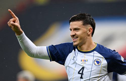 Soccer Football - UEFA Nations League - Group B4 - Romania v Bosnia and Herzegovina - National Arena, Bucharest, Romania - September 28, 2026 Bosnia and Herzegovina's Tarik Muharemovic celebrates scoring their second goal Inquam Photos via REUTERS/Eduard