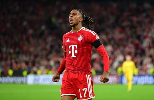 Soccer Football - UEFA Champions League - Bayern Munich v Bodo/Glimt - Allianz Arena, Munich, Germany - September 10, 2026 Bayern Munich's Michael Olise celebrates scoring their fifth goal REUTERS/Angelika Warmuth