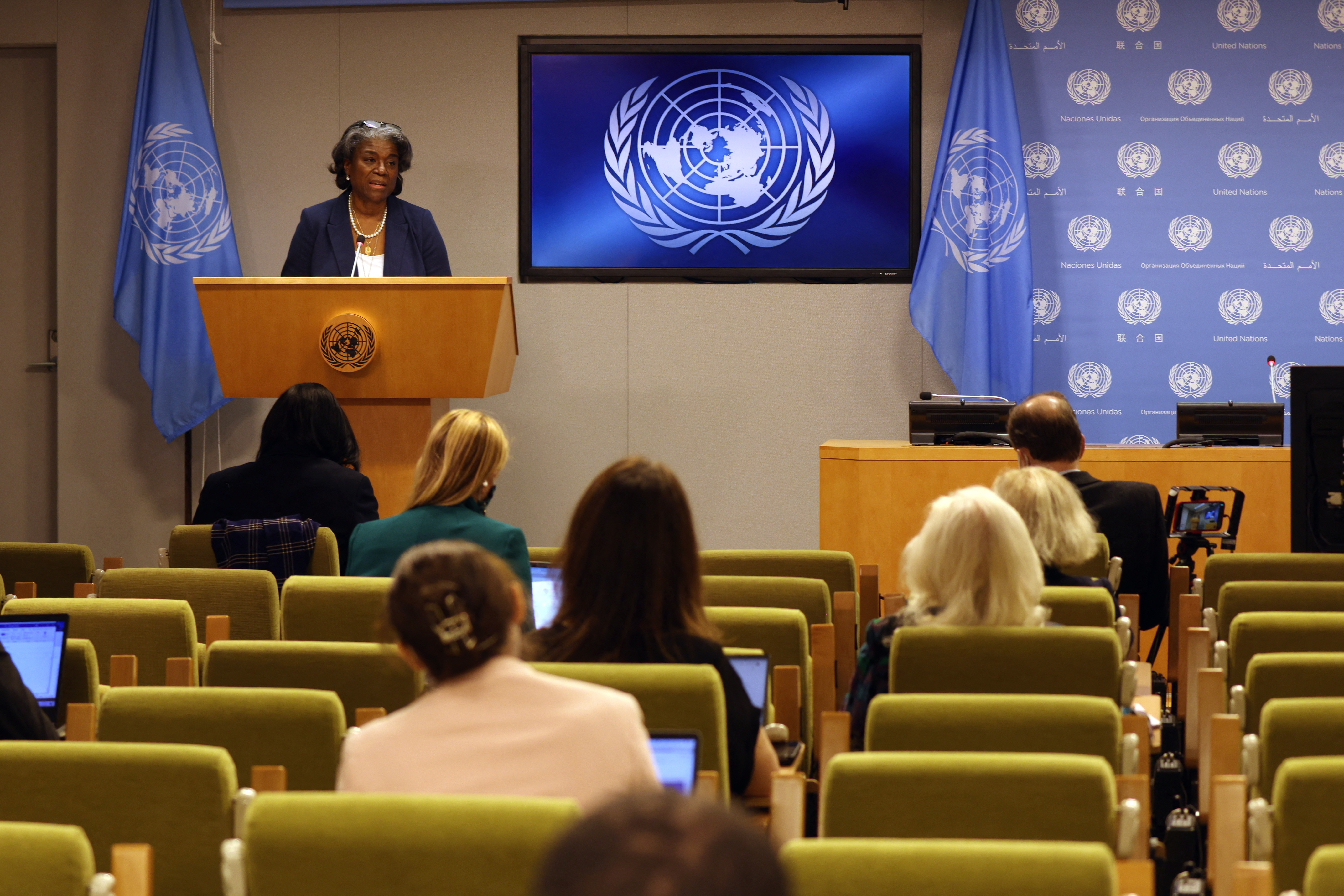 New Ambassador To The UN Linda Thomas-Greenfield Speaks To The Media