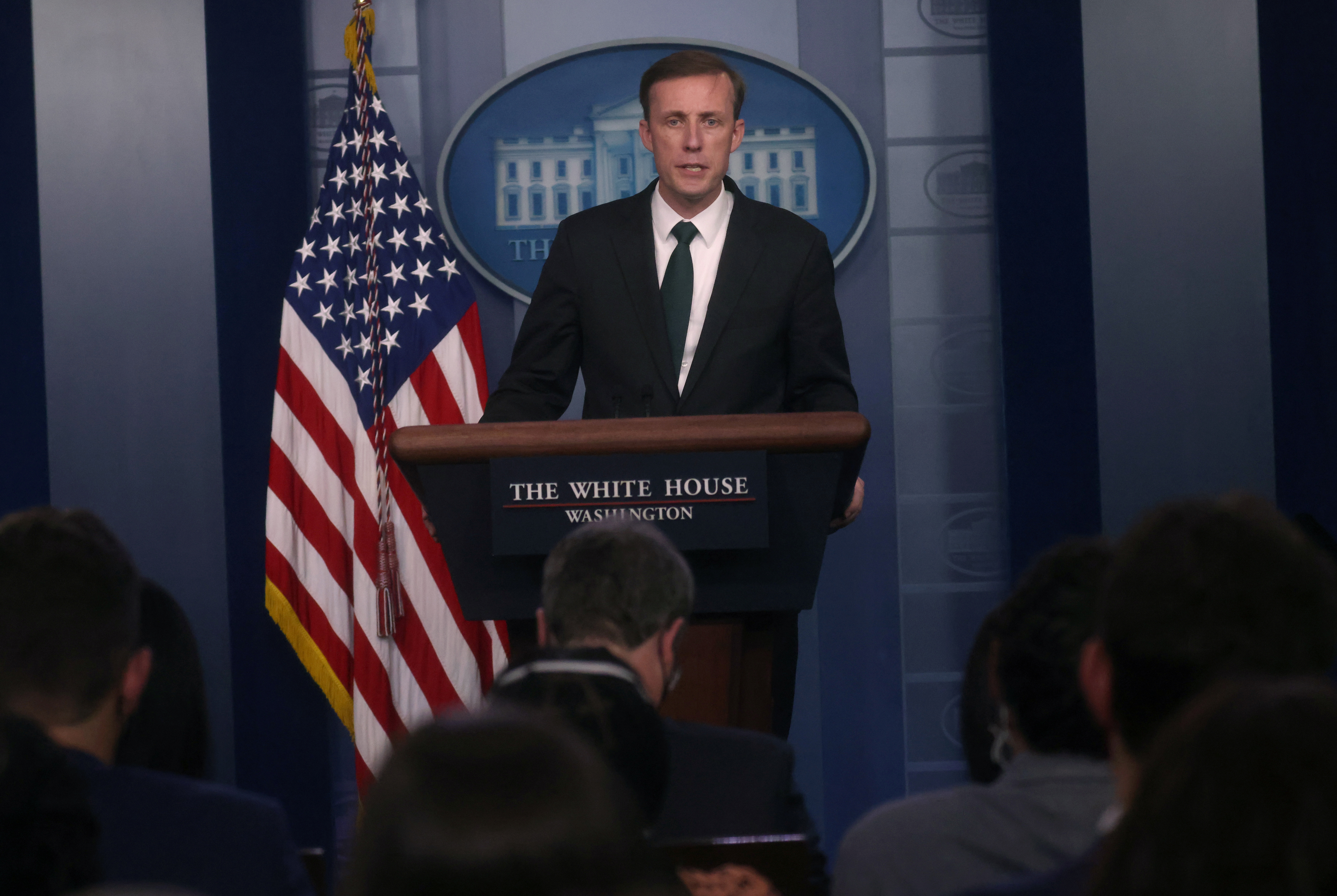U.S. national security adviser Jake Sullivan holds a news briefing about the situation in Afghanistan