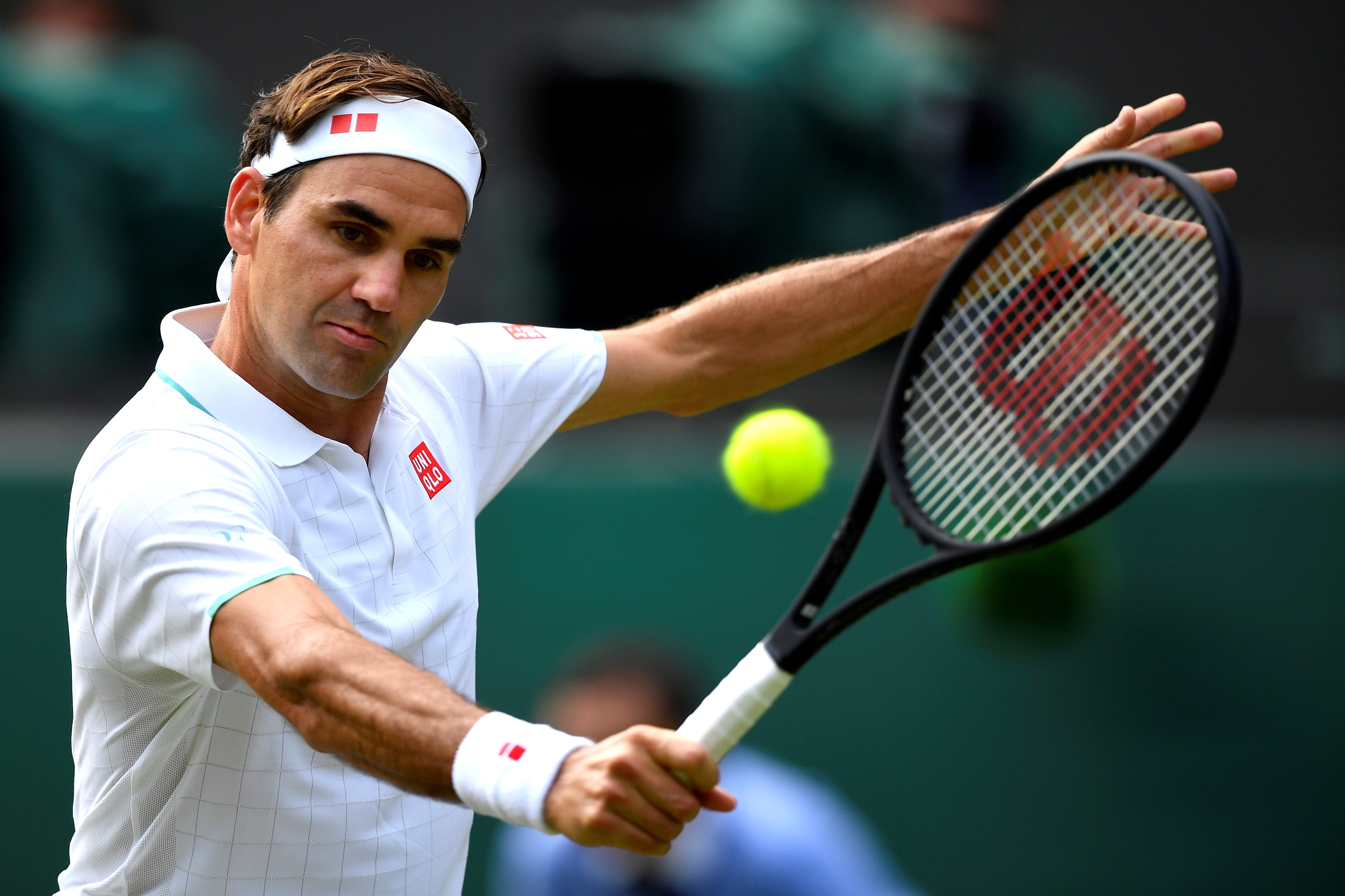 FILE PHOTO: FILE PHOTO: Switzerland's Roger Federer in action during his third round match at Wimbledon
