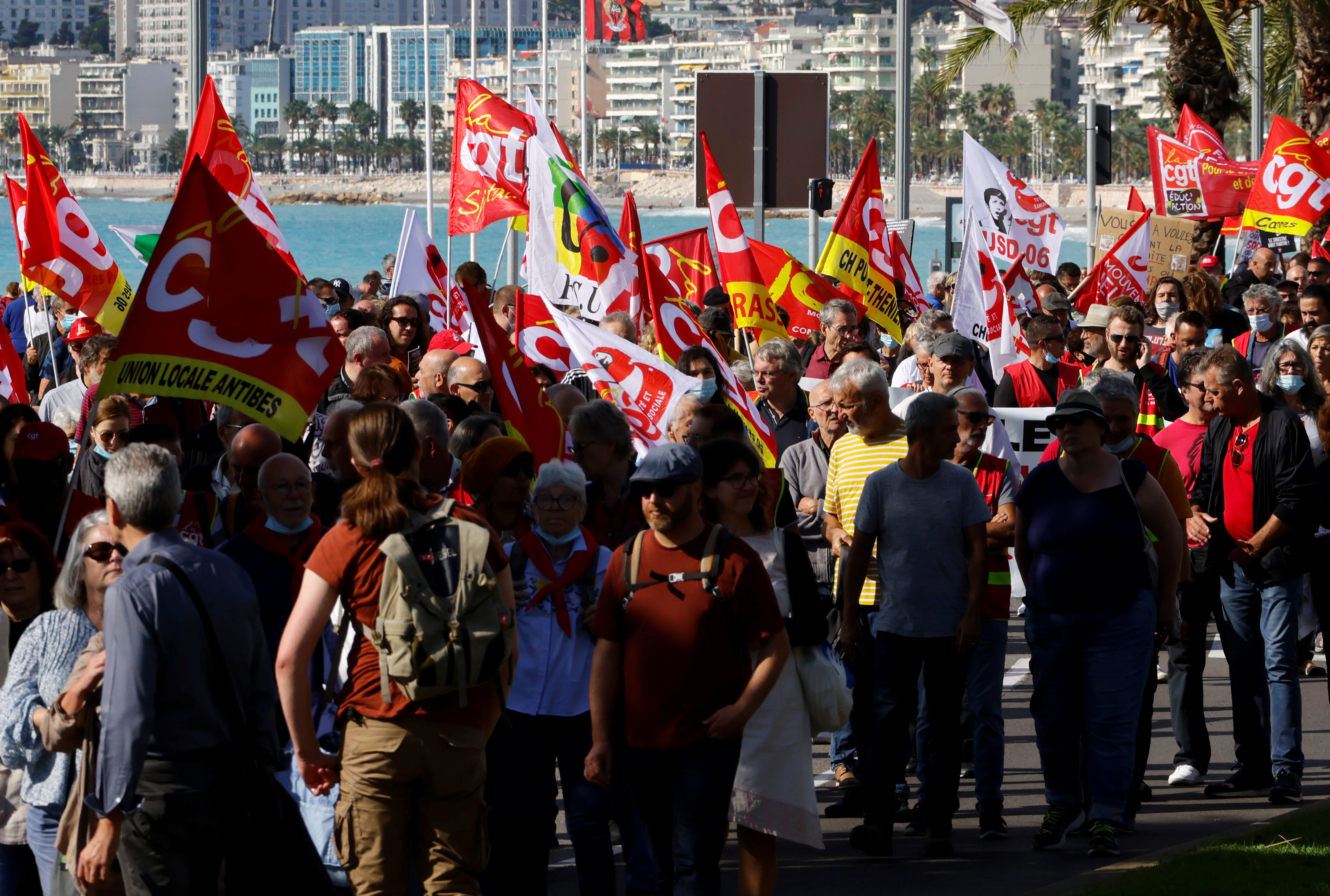 French unions attend a day of strike and protests in France