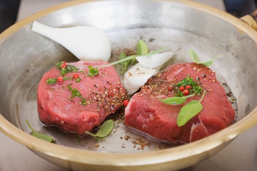 Steak in a marinade