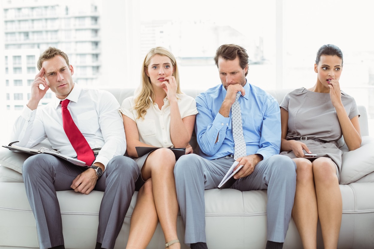Nervous executives waiting for interview