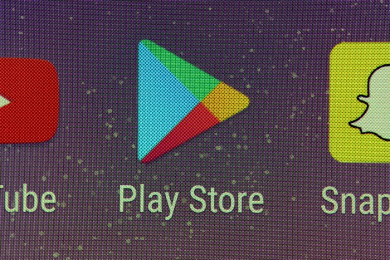 A closeup of the Google Play Store app on a smartphone screen