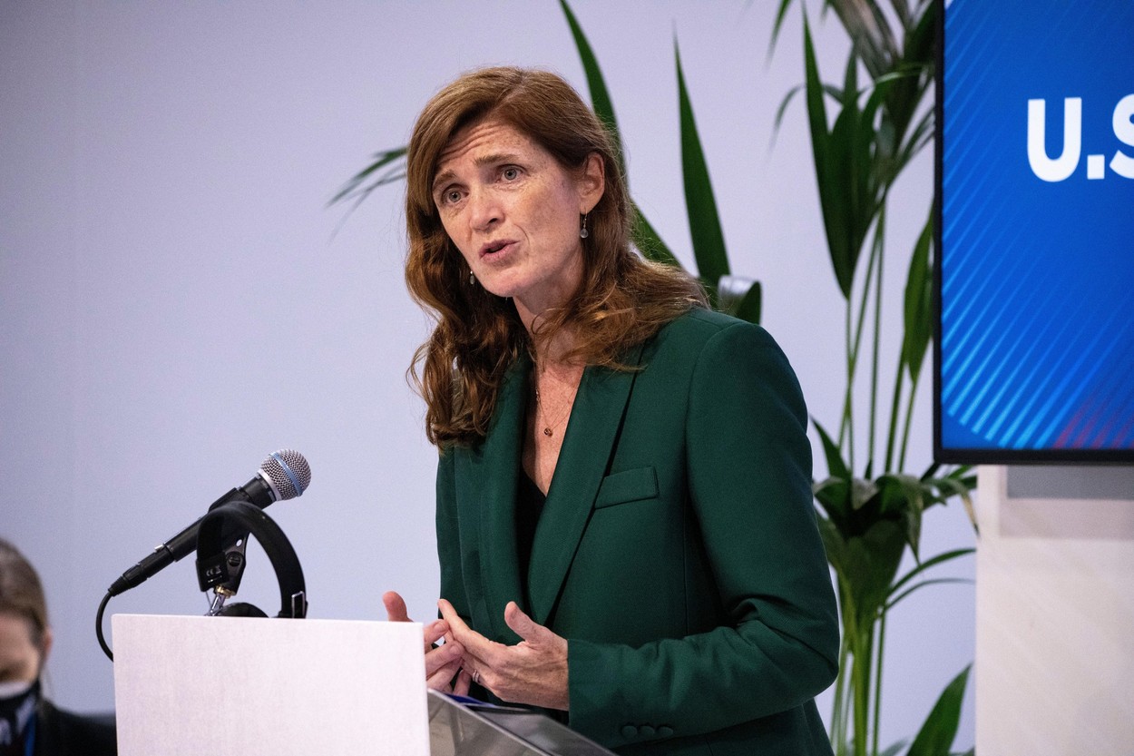 Glasgow, Scotland, UK. 8th Nov, 2021. PICTURED: Samantha Power Administrator of the United States Agency for International Development speaking at COP26 Climate Change Conference. Credit: Colin Fisher/Alamy Live News
