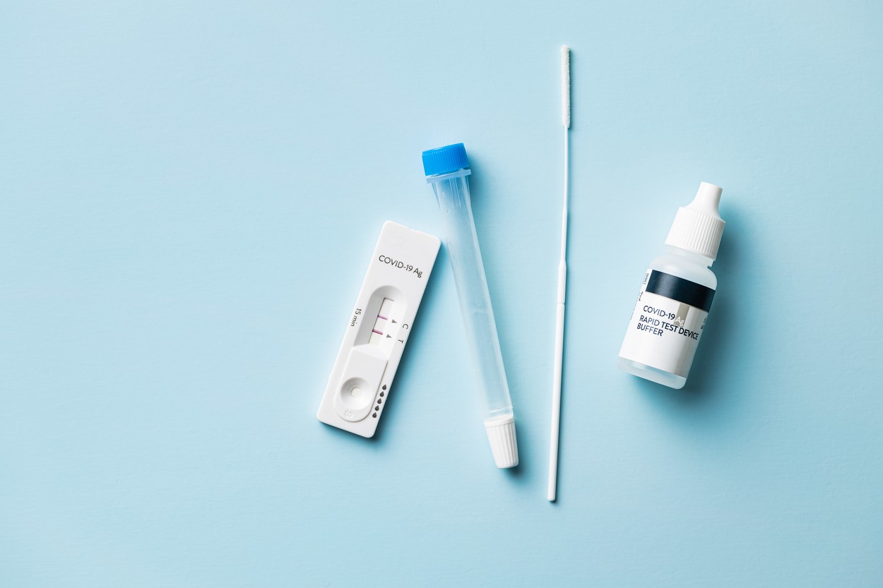 Positive Covid-19 antigen test. Coronavirus antigen rapid test.