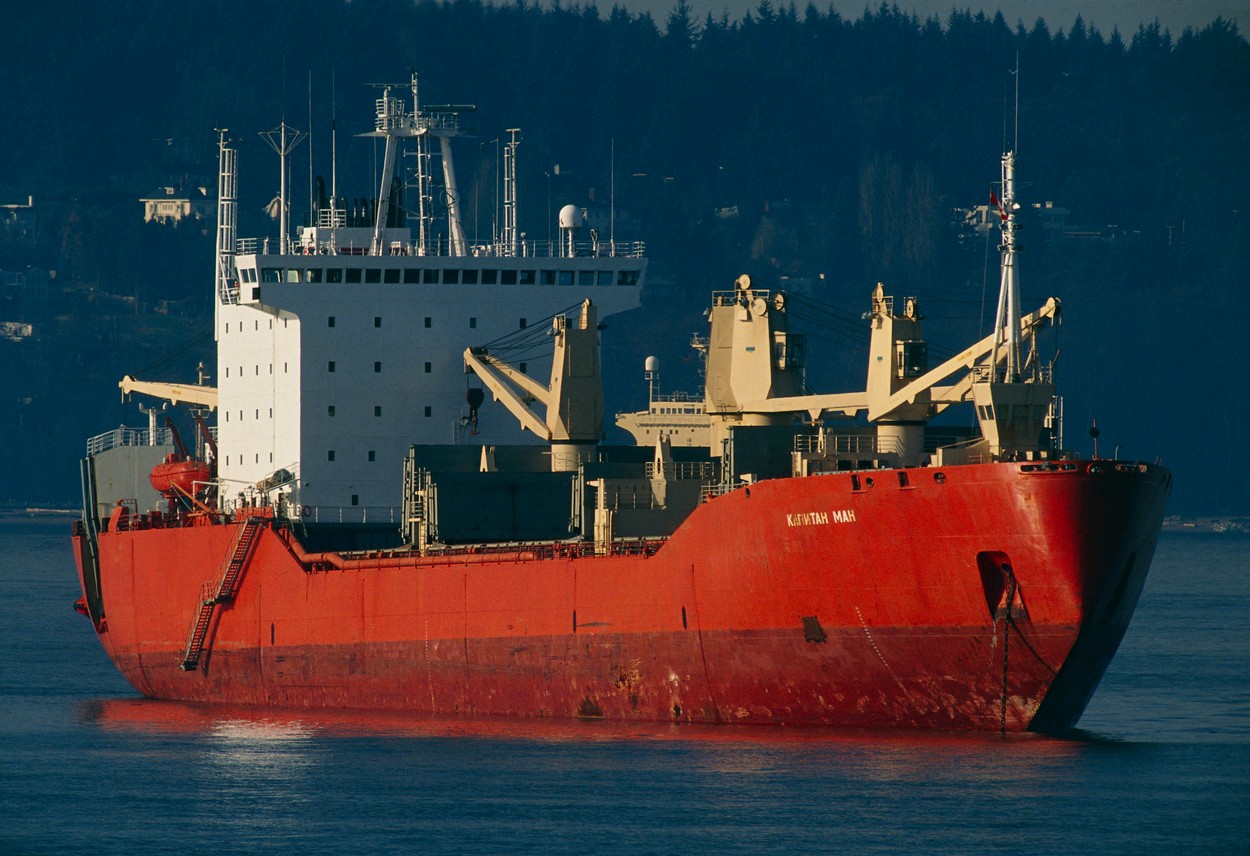 Cargo ship at anchor, Vancouver