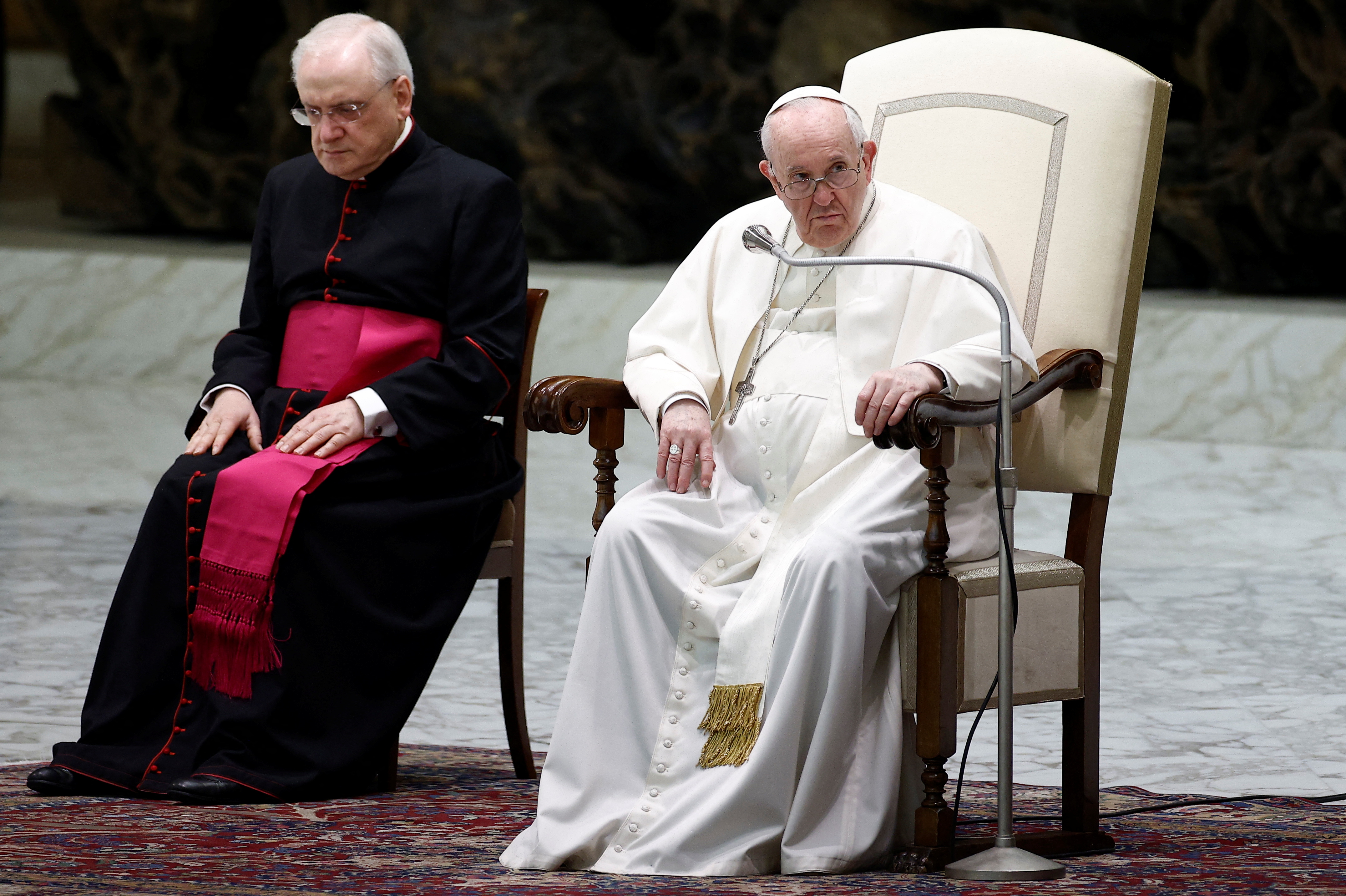 Pope Francis holds the weekly general audience at the Paul VI Hall at the Vatican