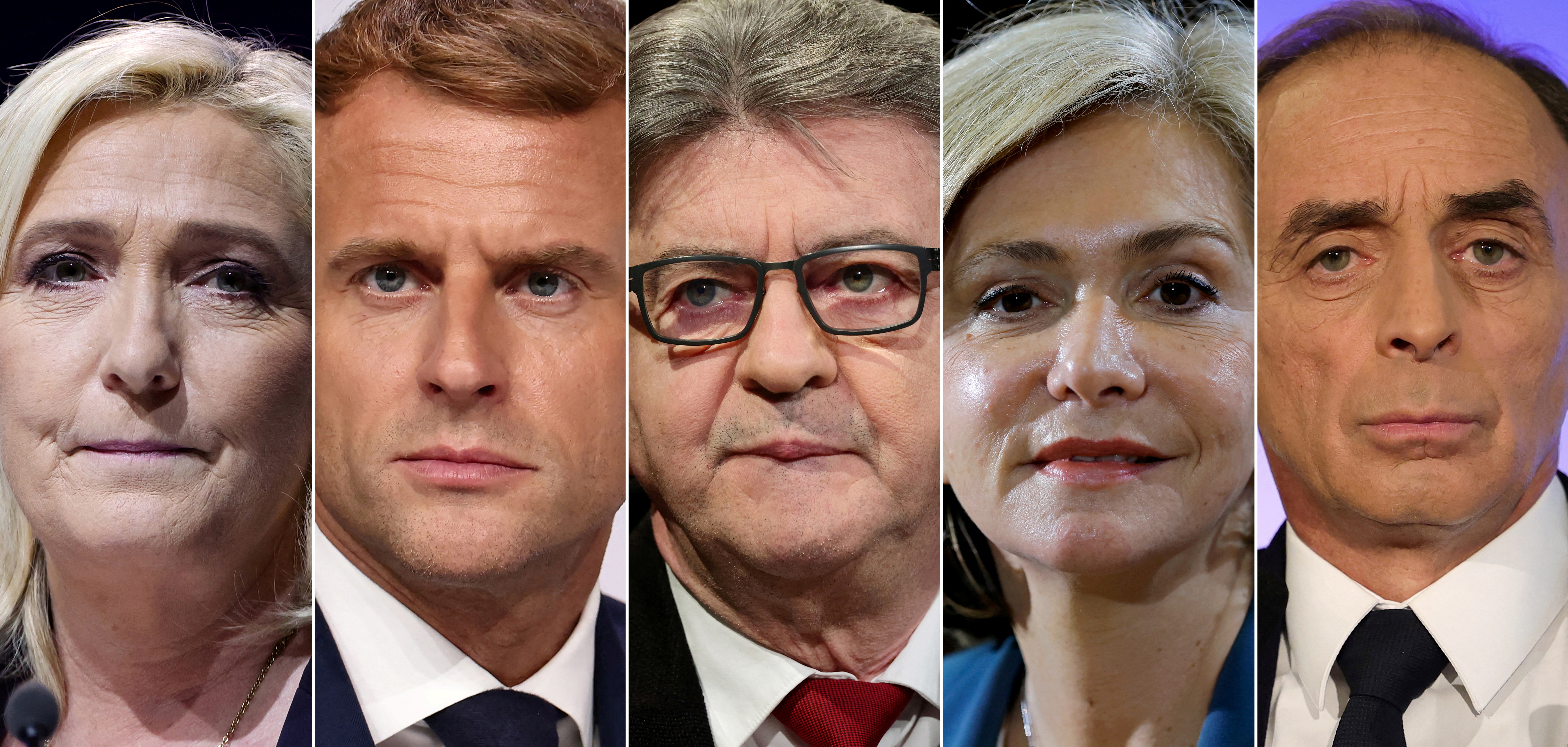 FILE PHOTO: A combination picture shows five of the twelve candidates for the 2022 French presidential election