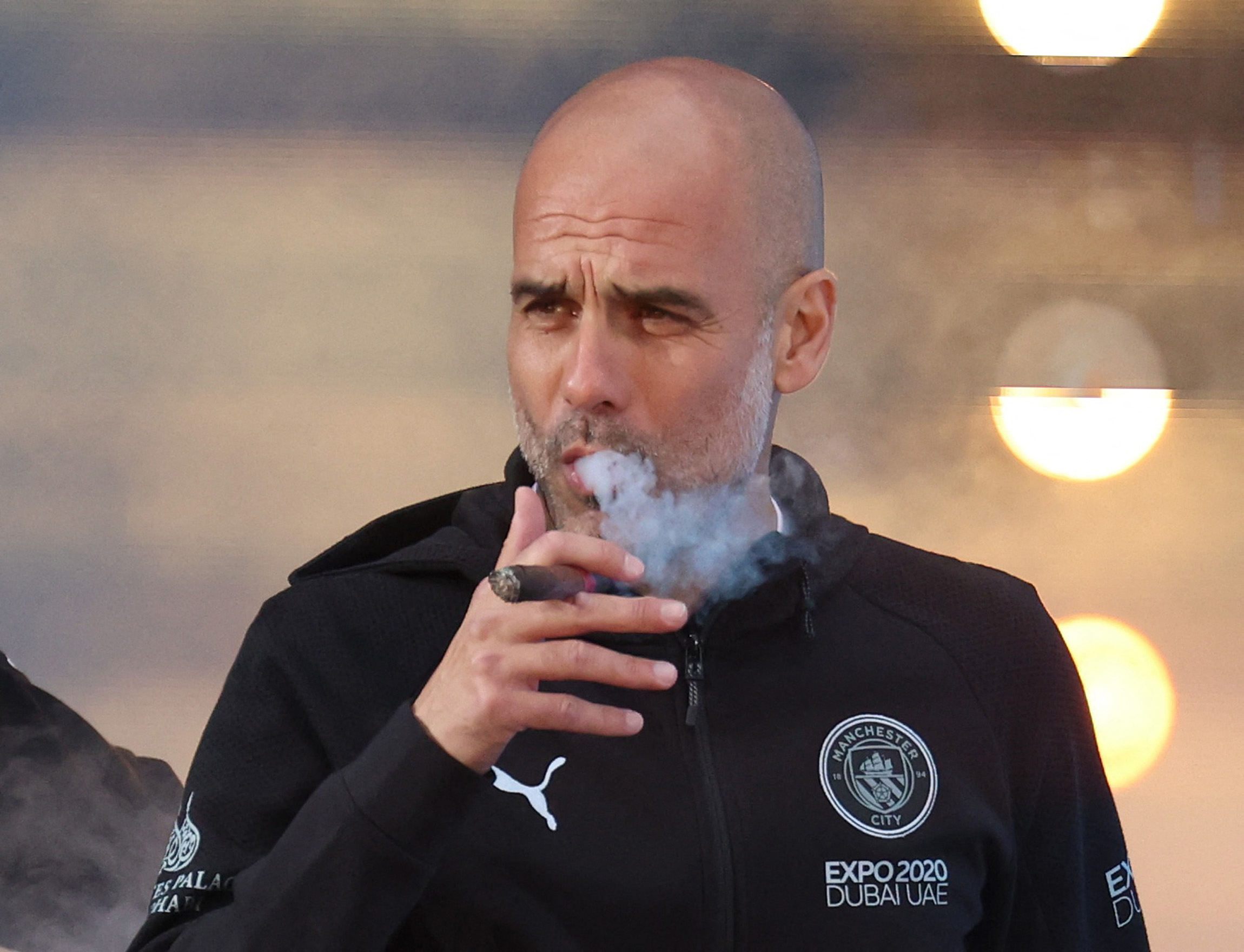 Manchester City celebrate winning the Premier League