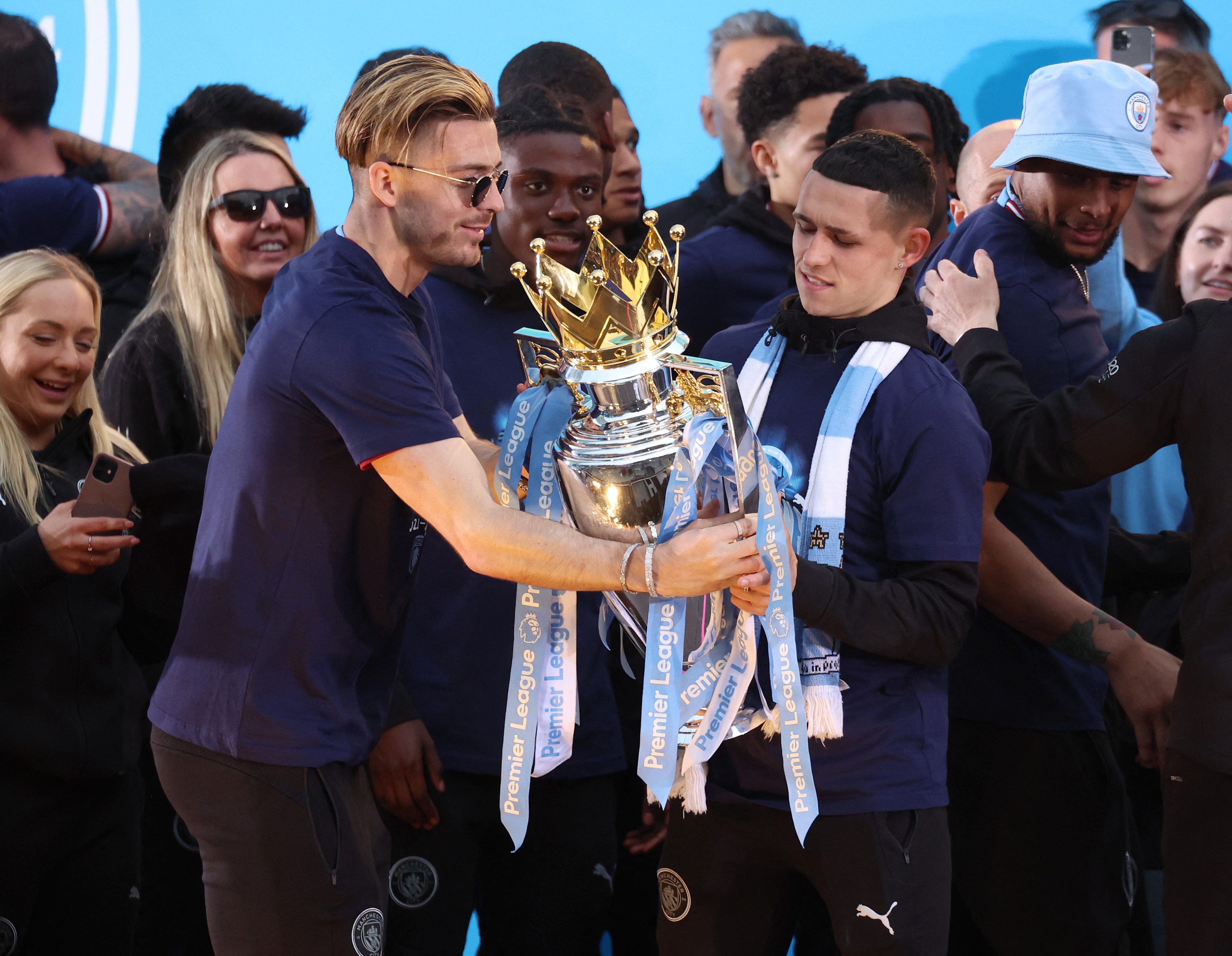 Manchester City celebrate winning the Premier League