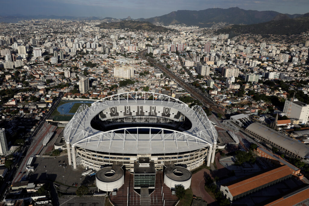 An aerial view shows the Rio de Janeiro's Olympic Stadium, which is managed by Botafogo soccer club, in Rio de Janeiro