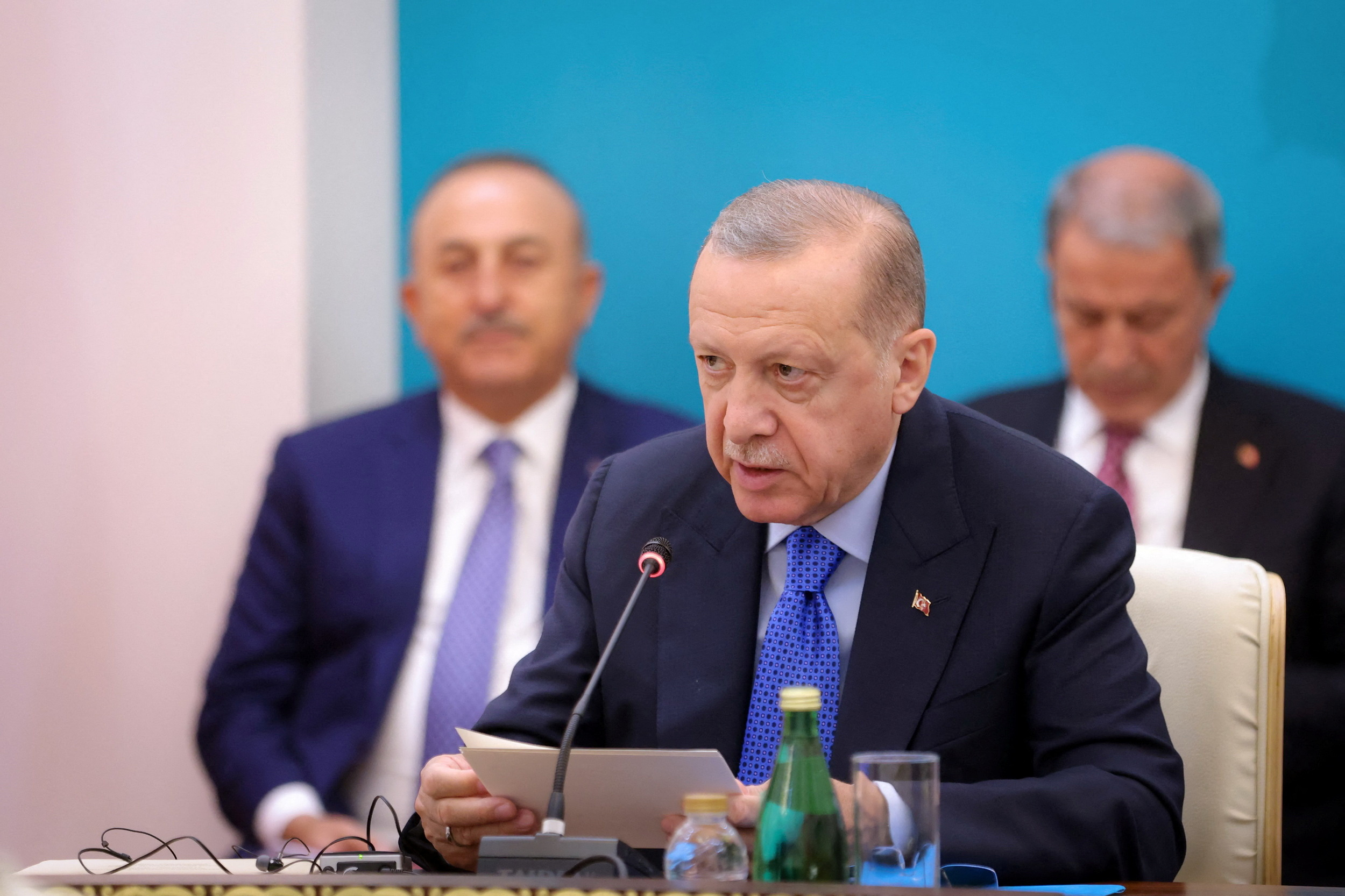 Turkish President Recep Tayyip Erdogan attends a summit of leaders from the guarantor states of the Astana process, designed to find a peace settlement in the Syrian conflict, in Tehran