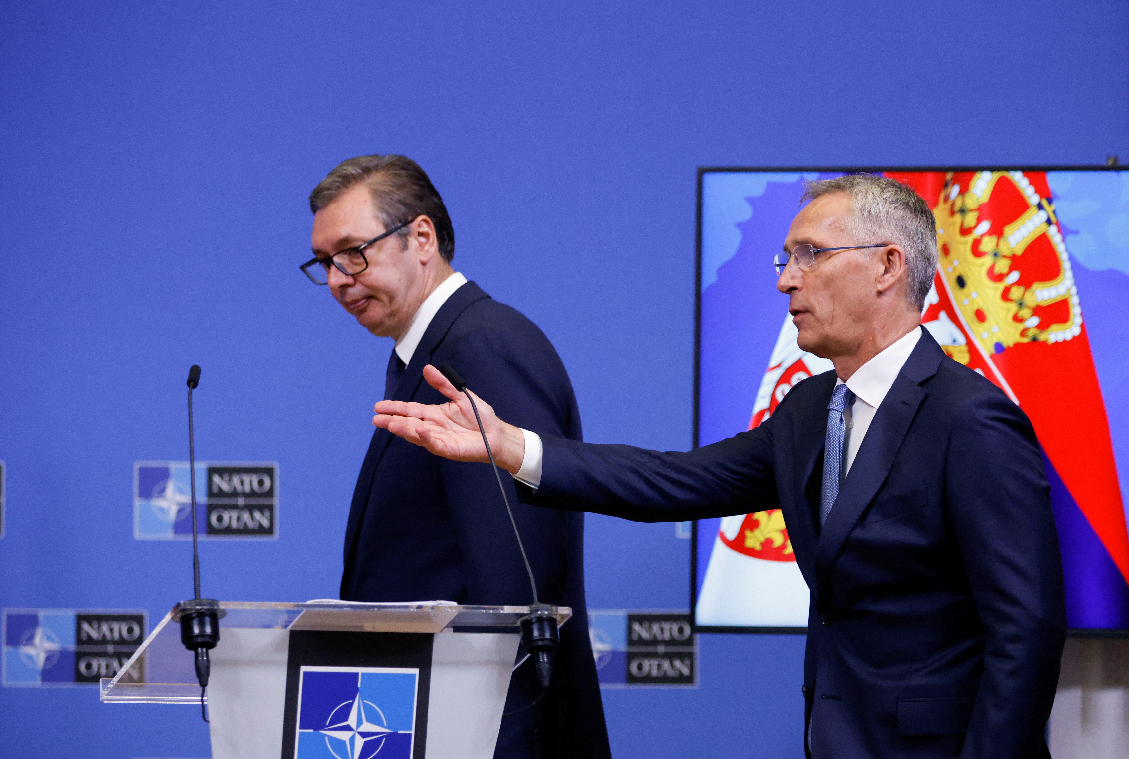 NATO's Stoltenberg meets Serbian President Vucic, in Brussels