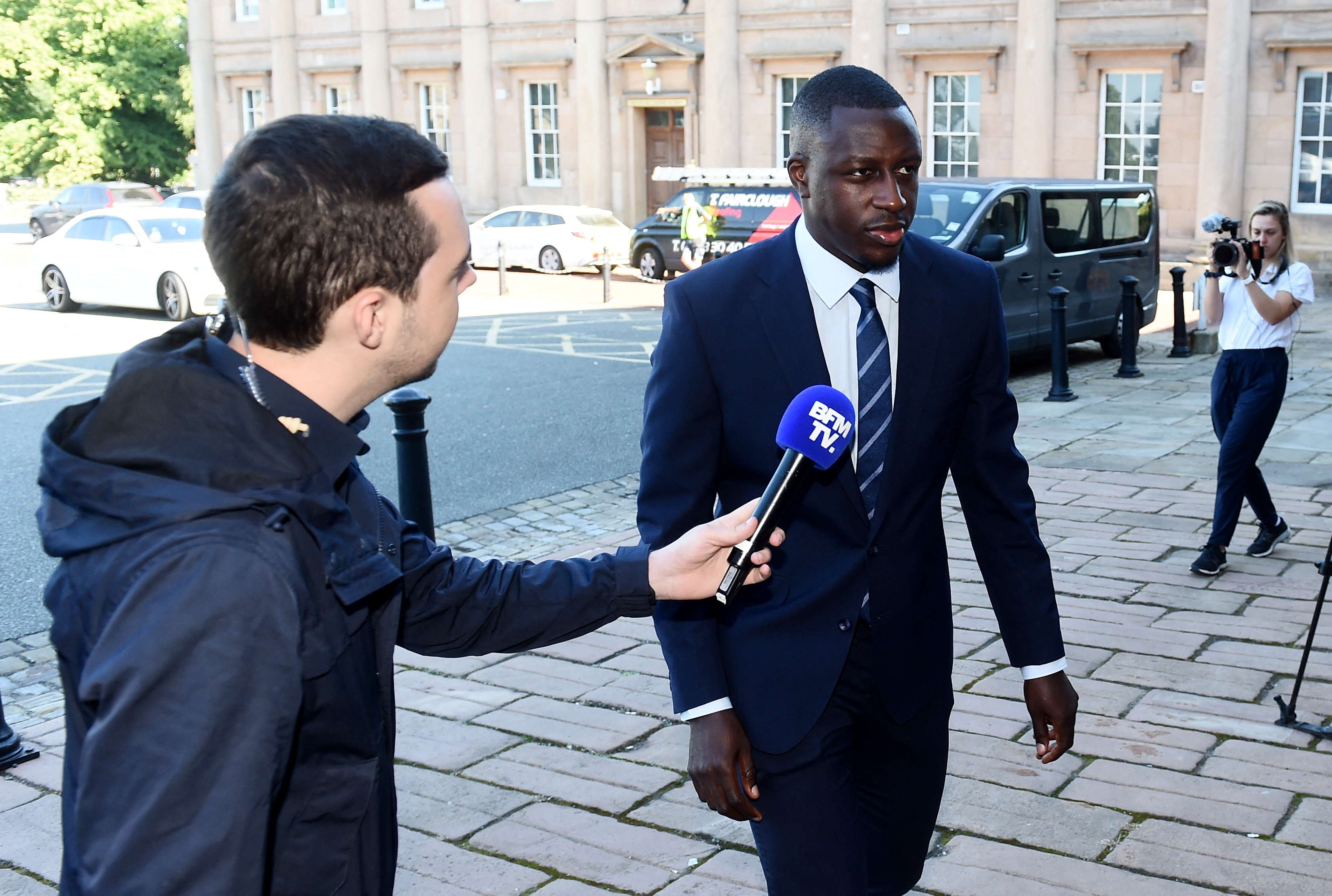 Manchester City's Benjamin Mendy arrives at Chester Crown Court for his trial following allegations of rape and sexual assault