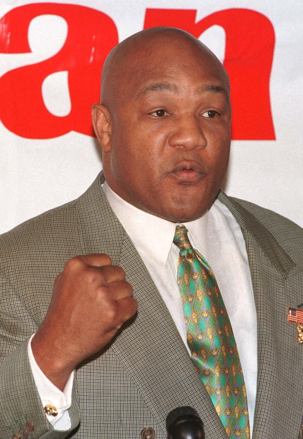 FILE PHOTO: BOXER GEORGE FOREMAN AT NEWS CONFERENCE.